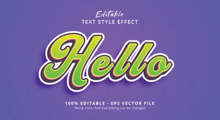 Green Hello Text Style Effect, Editable Text Effect