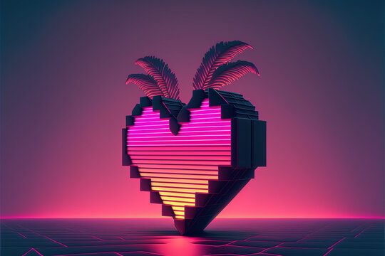 Valentine Heart Synthwave (Generative Art)