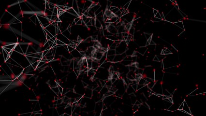 Graphic plexus background. Abstract polygonal loop background with connected lines and dots. Molecule structure and communication. Science, medicine, technology concept. Minimalistic geometric pattern