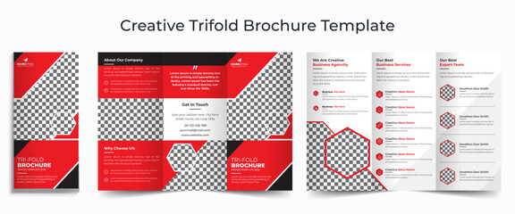 Business trifold leaflet brochure template design, Professional business Tri-fold flyer template, Abstract trifold brochure template, Creative business square trifold brochure template design