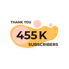 THANK YOU 455K FOLLOWERS CELEBRATION TEMPLATE YELLOW COLOR DESIGN VECTOR GOOD FOR SOCIAL MEDIA, CARD , POSTER