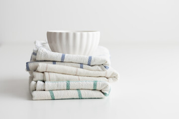 Kitchen towels on white background