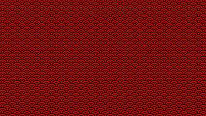 Fototapeta premium Red wave background and black border with space. Lunar new year concept, Chinese new year background. vector.