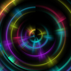 Colorful lights explosion, rays, sky shapes, rainbow, abstract background