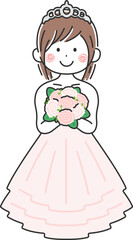 ウエディングドレスを着た、女性のイラスト