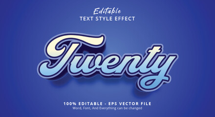 Blue colors Twenty Text Style Effect, Editable Text Effect