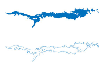 Lake Cahora Bassa (Africa, Republic of Mozambique) map vector illustration, scribble sketch Cabora Bassa map