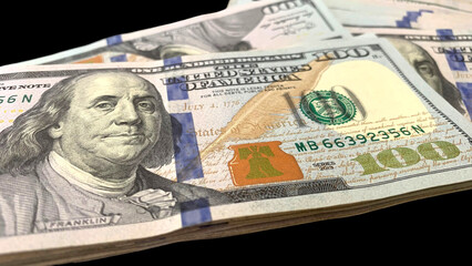 Close-up of American dollars (USD) on blurred background