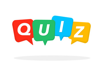 Quiz symbol. Questionnaire icon, survey sign, flat speech bubble symbols, social communication concept, chats, interviews, voting, discussion, conversation, team dialogue, group chat. For marketing