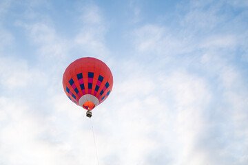 Hot air balloons festival, colorful Hot air balloon in flight over blue sky