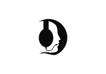 silhouette of person with microphone logo company icon business abstract background illustration