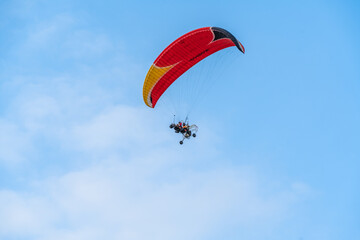 A hot-air balloon festival kicked off on January 22, 2022 to celebrate the first founding anniversary of Thu Duc City, colorful hot air balloon in blue sky