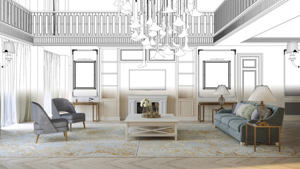 residential interior visualization, 3D illustration