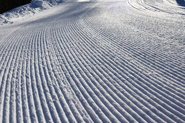 Winter landscape at early morning in ski resort. Austria. Europe.
