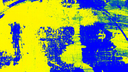 Abstract yellow and blue background. Circles, lines, waves, stripes, strokes, paints, canvas. Canvas. Ukraine, war, colors. Bicolor.