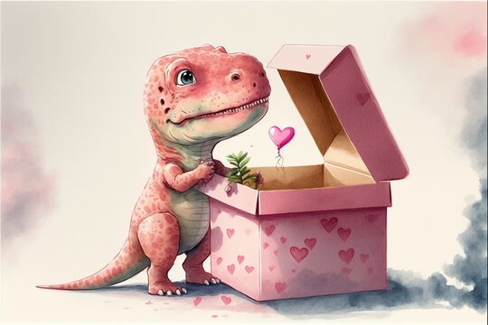 Cute Dinosaur with a present © Kevin