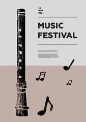 Duduk, tsiranapogh. Music festival poster. Wind musical instruments. Competition. A set of vector illustrations. Minimalistic design. Banner, flyer, cover, print.	