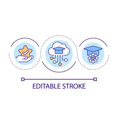 Electronic learning loop concept icon. Digital platform for education. Cloud storage abstract idea thin line illustration. Isolated outline drawing. Editable stroke. Arial font used