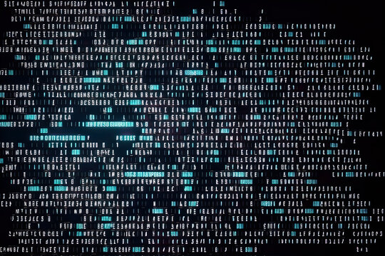 software source code over digital glitch effect. Generative AI