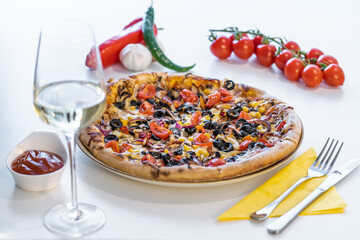 Pizza at the restaurant 