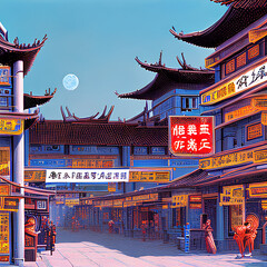 Retro chinesische Stadt - Malerei 
