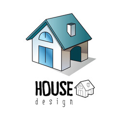 Isometric 3d private house real estate decorative icons. Architecture agency, property and home. Isolated cartoon illustration of building symbol for web