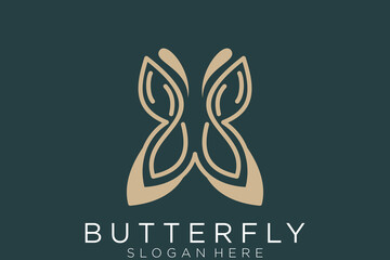 Butterfly logo. Luxury line logotype design. Universal premium butterfly symbol logotype.