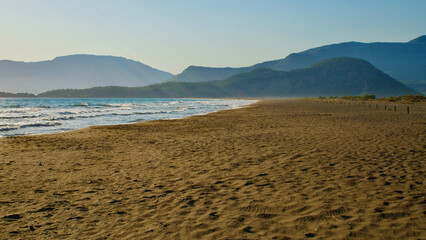 The meeting point of the Aegean and the Mediterranean; Dalyan. Iztuzu beach, the spawning area of the caretta caretta turtles. Dalyan Delta, famous for its reed lagoons in Mugla, Koycegiz region.