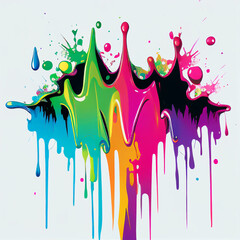 Graffiti Dripping Paint Spray Paint Colourful Water Light Blue Background