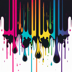 Graffiti Dripping Paint Spray Paint Colourful Water Black and White Background