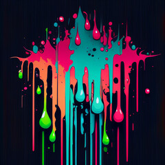 Graffiti Dripping Paint Spray Paint Colourful Water Light Black Background