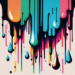 Graffiti Dripping Paint Spray Paint Colourful Water Light Blue Background