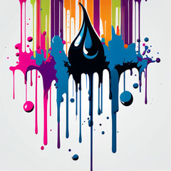 Graffiti Dripping Paint Spray Paint Colourful Water Light Blue Background