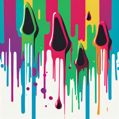 Graffiti Dripping Paint Spray Paint Colourful Water Light Blue Background