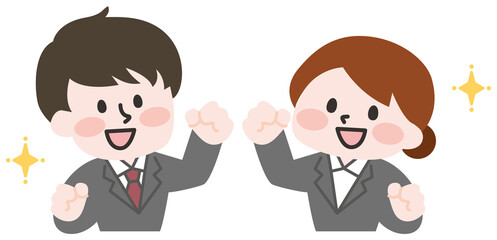 スーツを着た若い会社員の男女