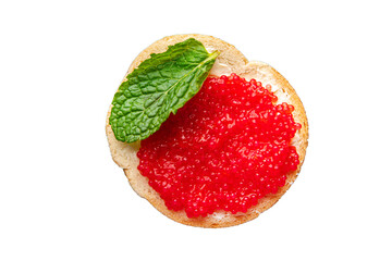 red caviar sandwich seafood fresh meal food snack on the table copy space food background rustic top view