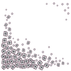 hand drawn floral corner template, pink and grey tender florets frame with bubbles for banners or posters