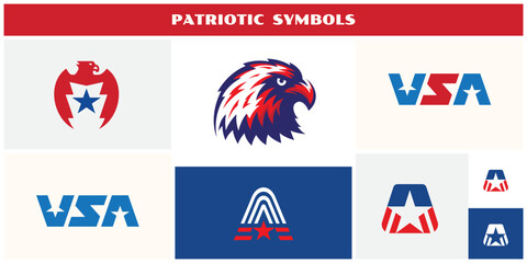 Patriotic logo collection. Patriotic symbols vector designs.