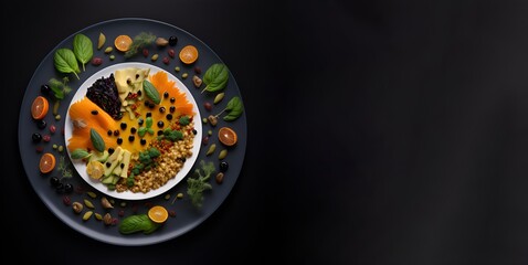 Obraz na płótnie Canvas Vegetarian Food, Food Plate, Generative AI
