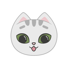 Portrait of a cute happy surprised cat. Illustration on transparent background