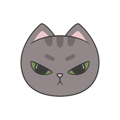 Portrait of a cute angry cat. Illustration on transparent background