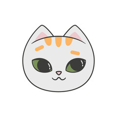 Portrait of a cute cat. Illustration on transparent background