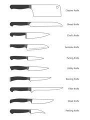 Fotobehang Collection of kitchen knives. Illustration on transparent background © tiena