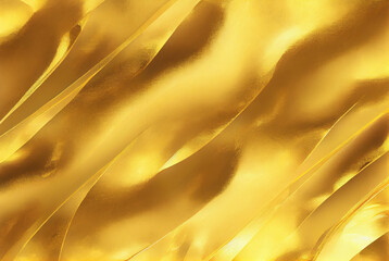 Abstract golden background with gradient waves lines and shadows, watercolor gold foil texture imitation created with Generative AI technology