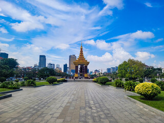 Travel to the beautiful capital city Phnom Penh in Cambodia. Asia Roundtrip. Skyline