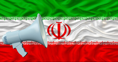 Iran flag and megaphone