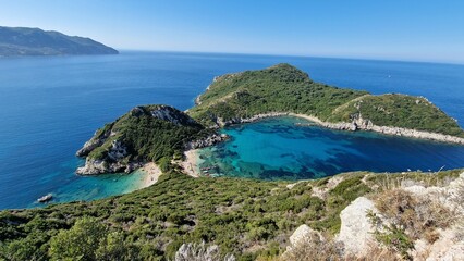 Fototapeta na wymiar Porto Timoni beach, double beach paradise in Corfu, Ionian island, Greece, Europe