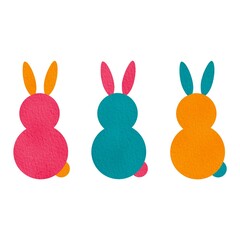 Set of sweet Happy rabbits illustration. Watercolor bunny silhouette. Mid-Autumn festival,Easter,Happy Chinese new year of the rabbit.Minimal bunny style on watercolor  paper texture.