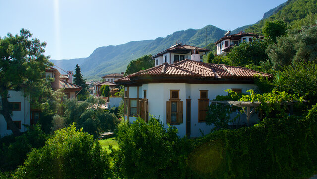 A view from Ortaca, Dalyan district center. Green nature and touristic Dalyan district.