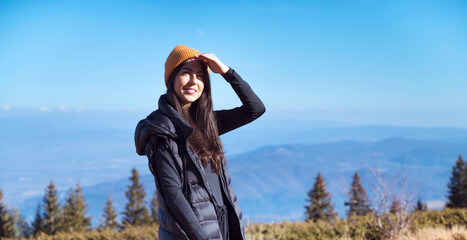Woman in the high mountain of Vitosha ,Bulgaria 